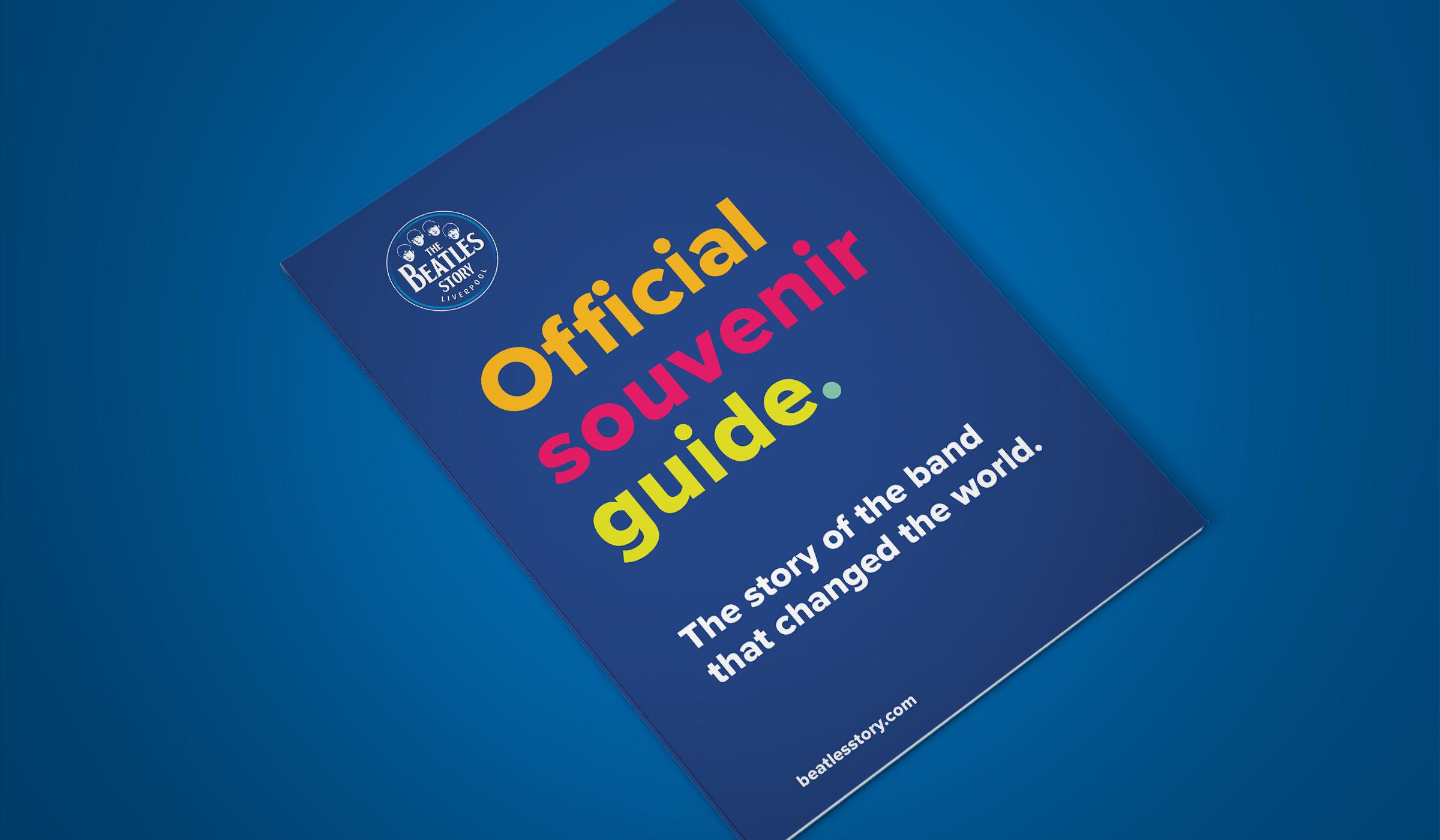 blue souvenir brochure cover with simple type and font