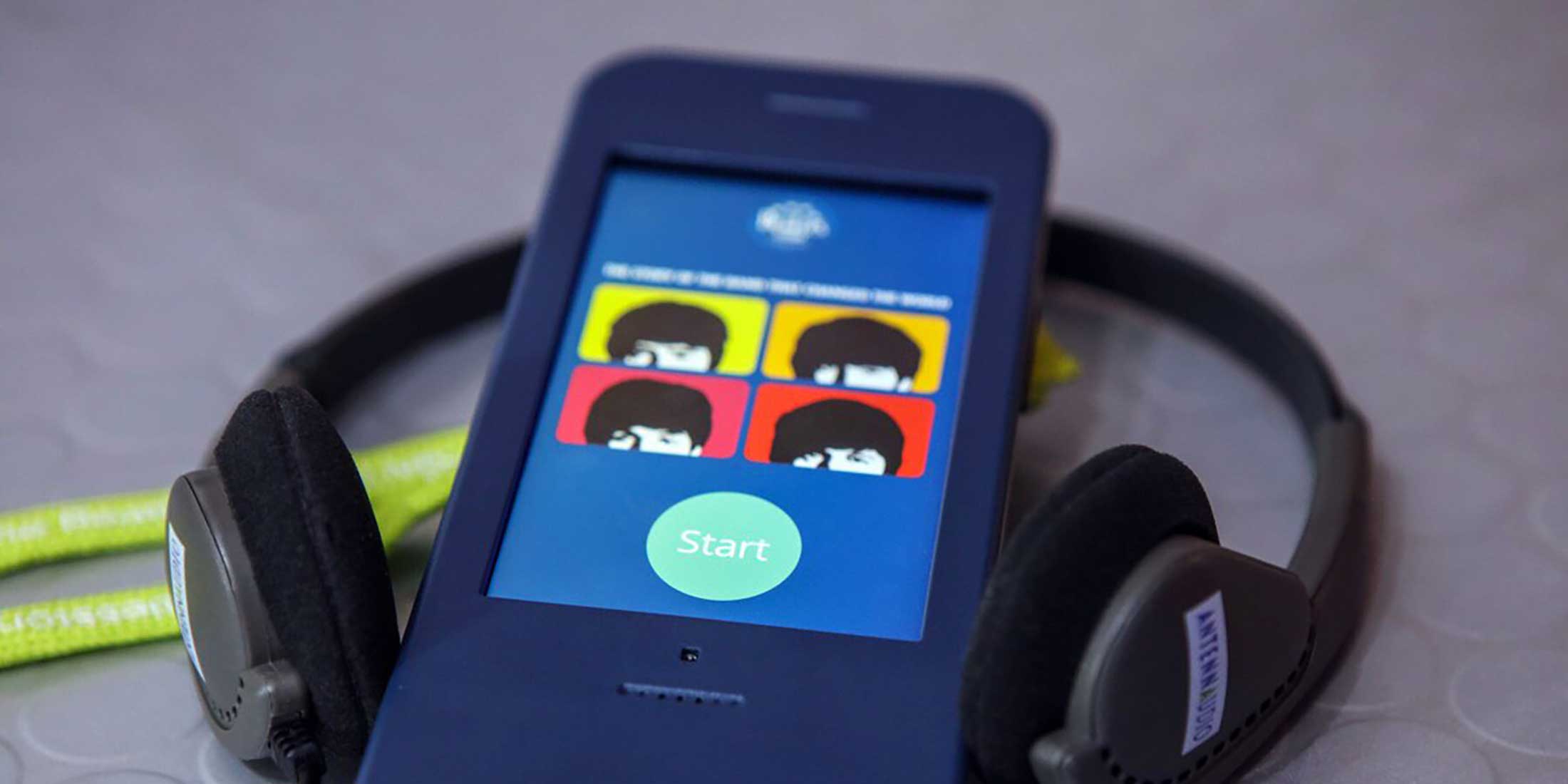 Museum logo graphic on listening device