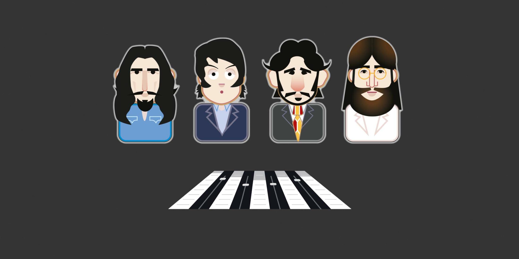 character illustration of abbey road era Beatles