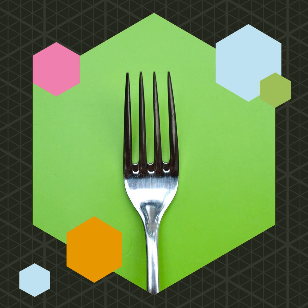 image of fork within hexagon