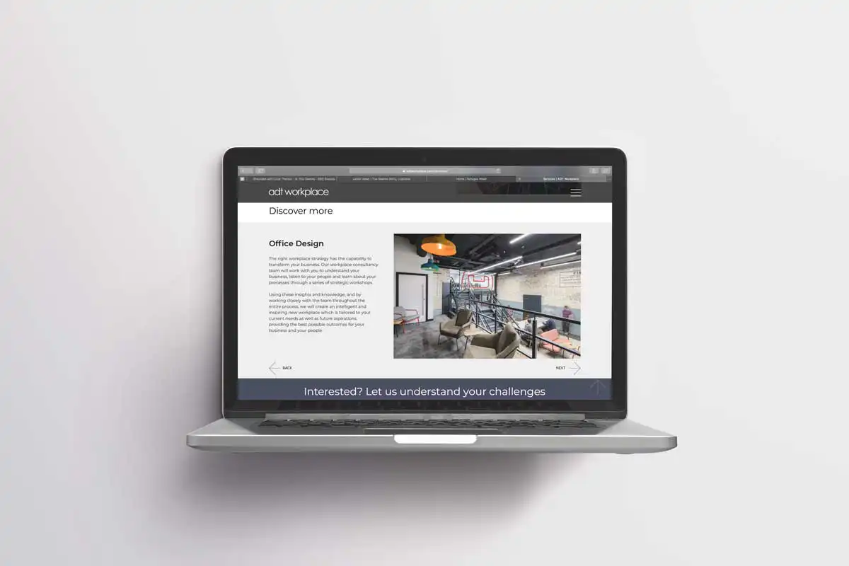 design of website for business showing office interiors
