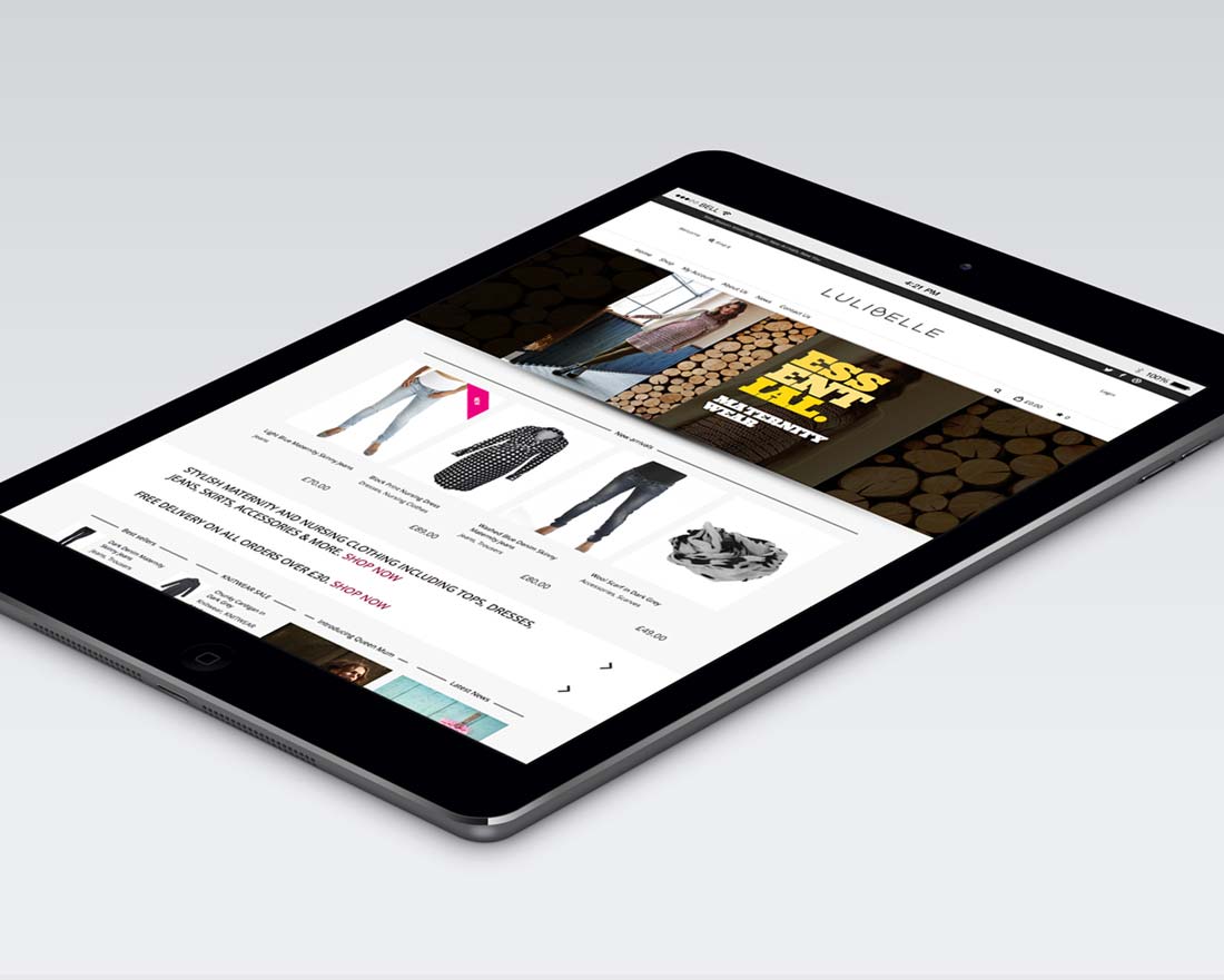 fashion website with online shop on tablet