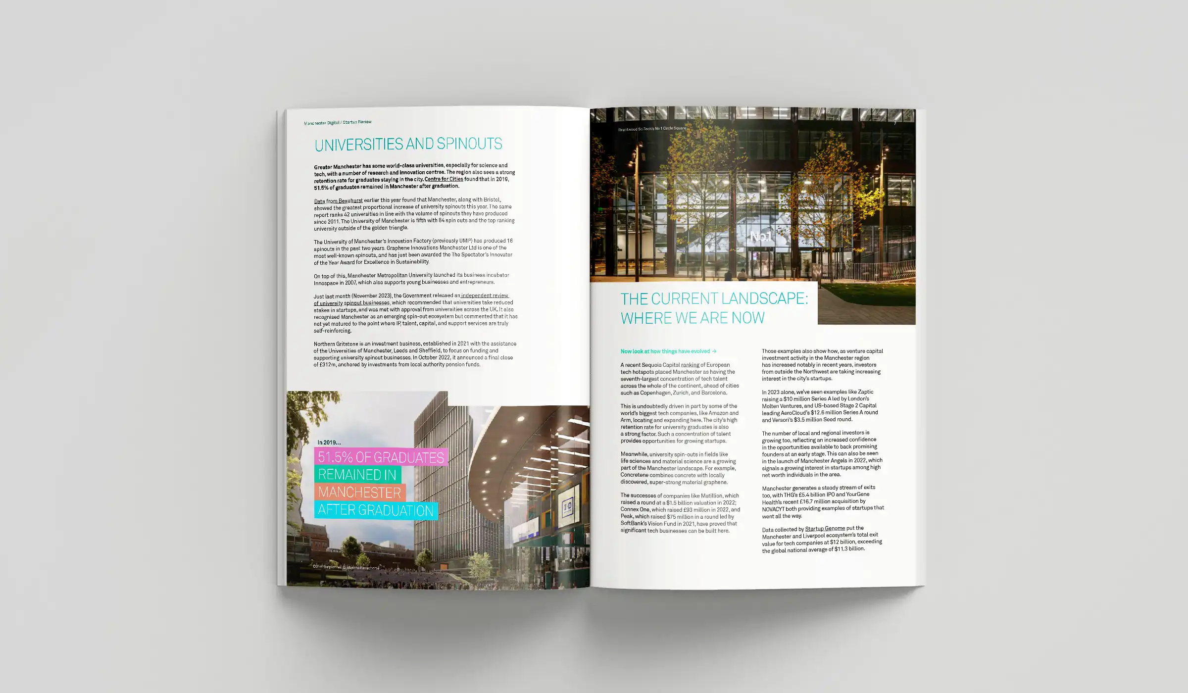 open pages of a brochure design