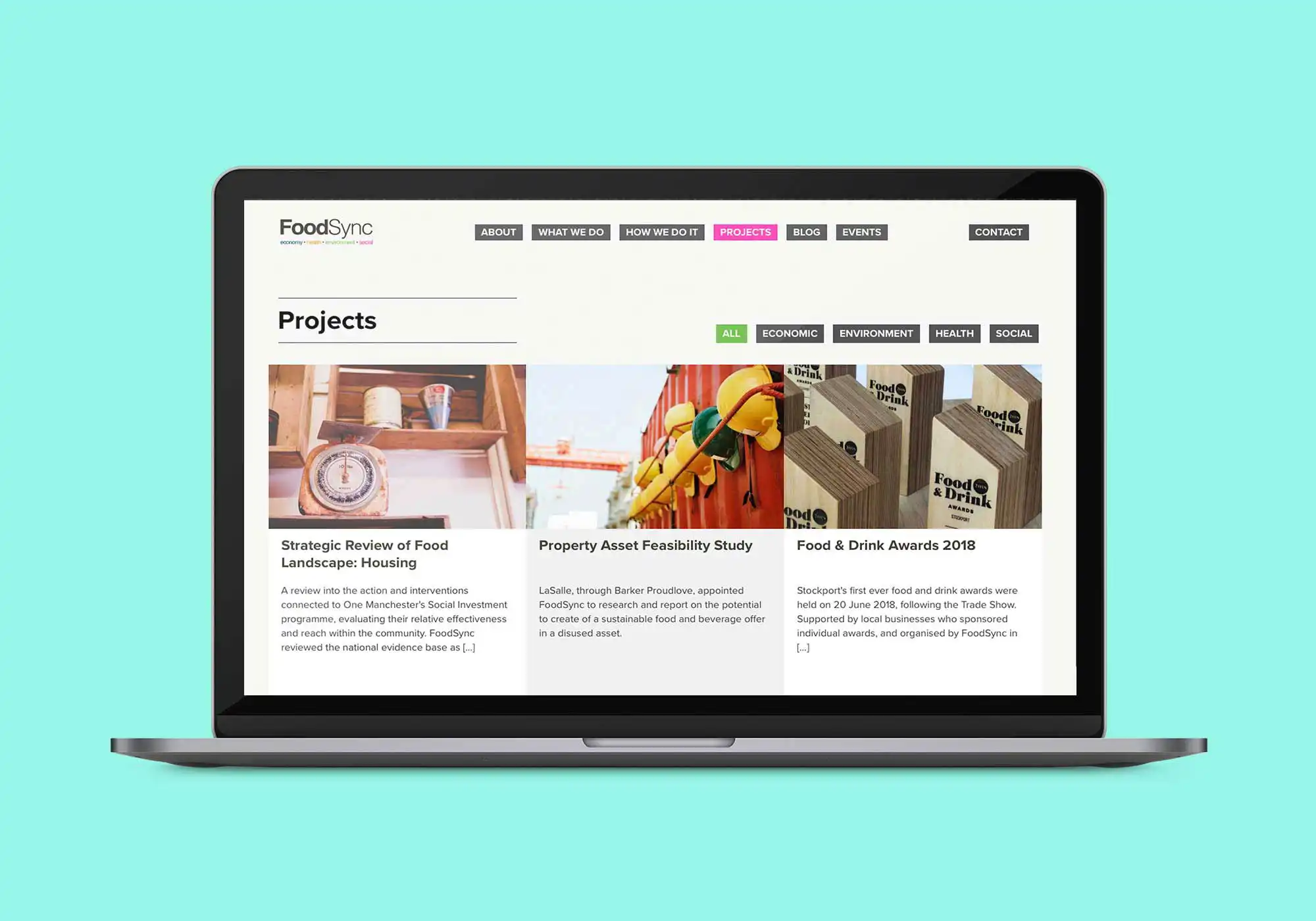 projects page of a modern website